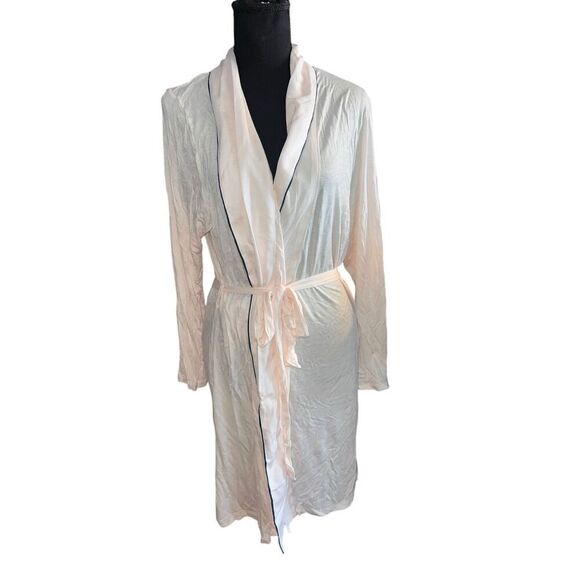Eberjay Wrap Robe Soft Rayon Tie Belt Bathrobe Women L/XL Light Pink Semisheer - Picture 1 of 5